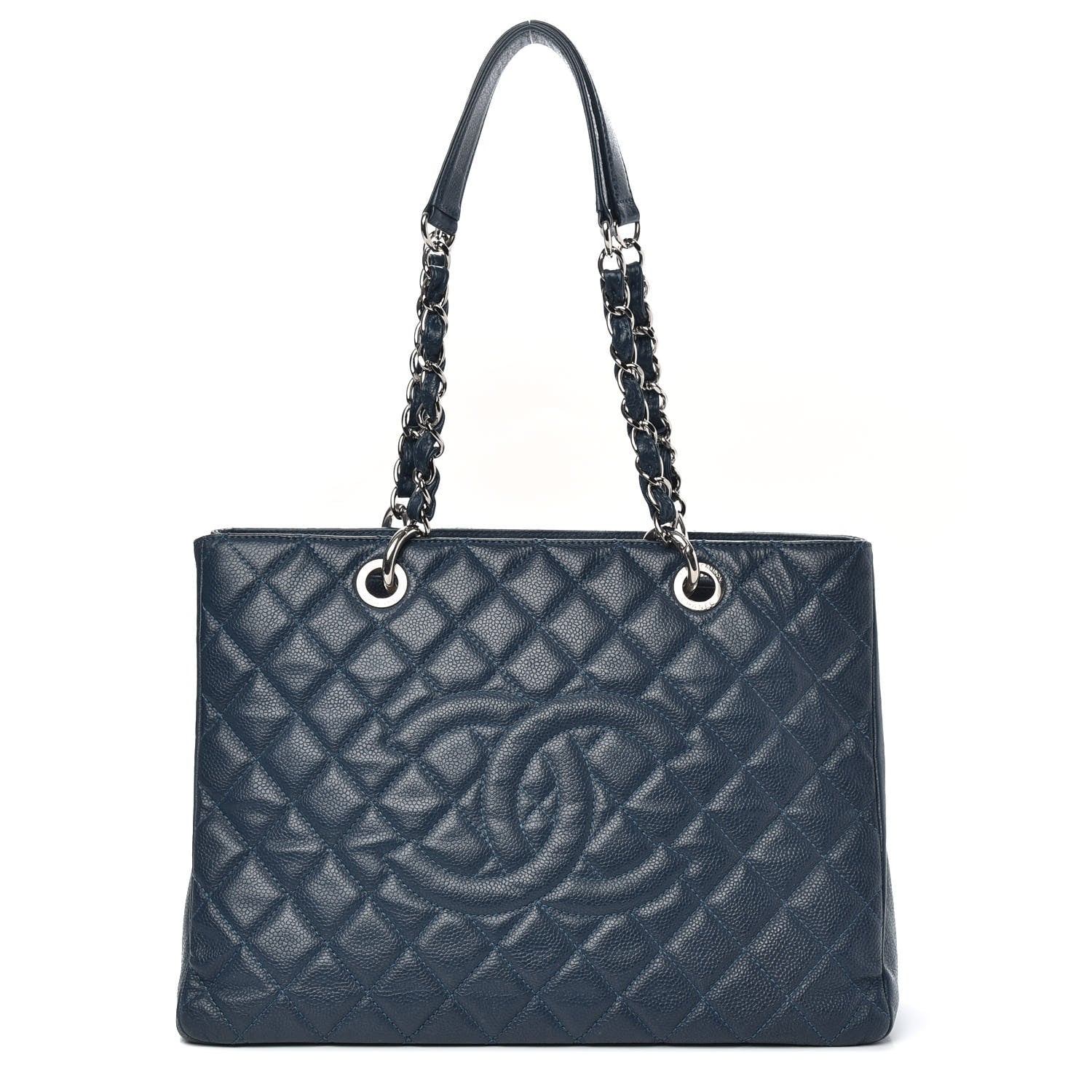 Chanel Caviar Quilted Grand Shopping Tote GST Dark Blue 1 of 15