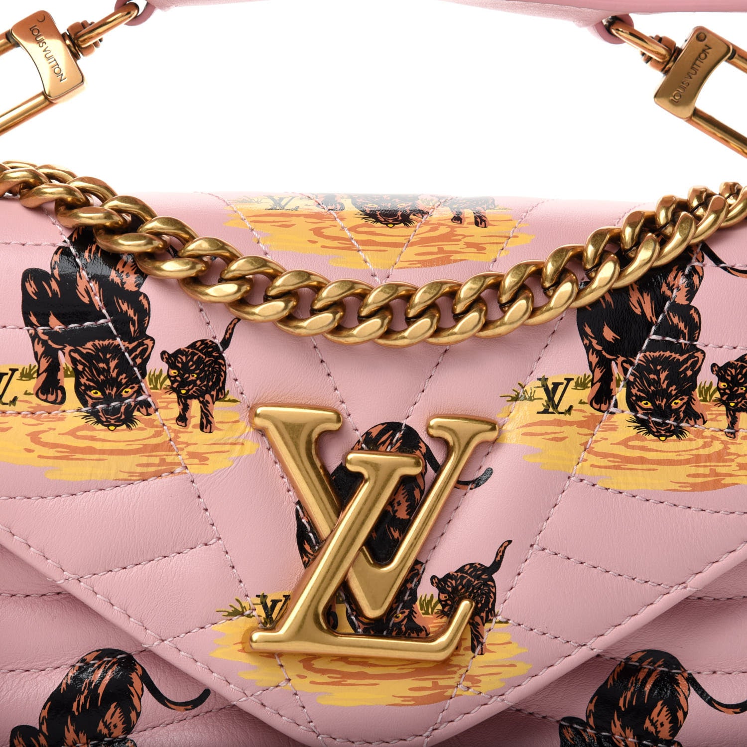 Louis Vuitton Calfskin Leopard Print New Wave Chain PM Light Pink 9 of 10