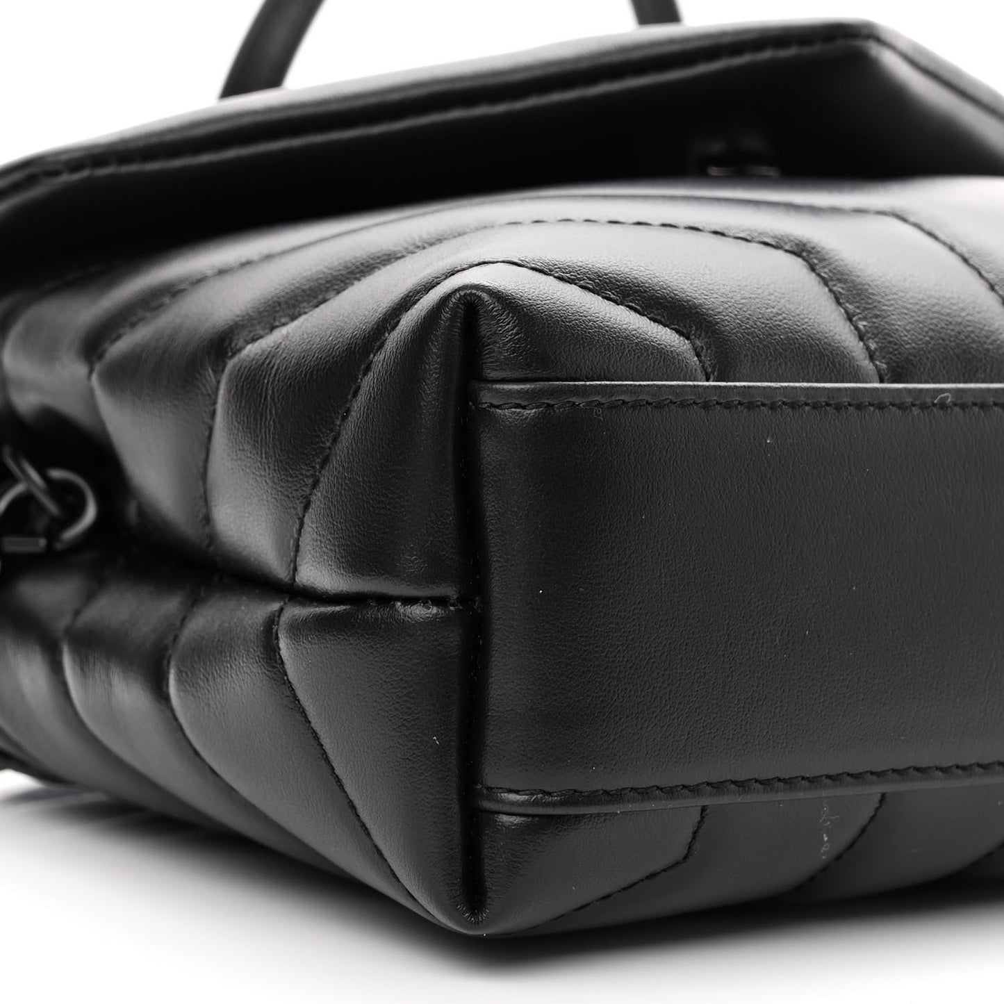 Calfskin Y Quilted Monogram Monochrome Toy Loulou Crossbody Bag Black