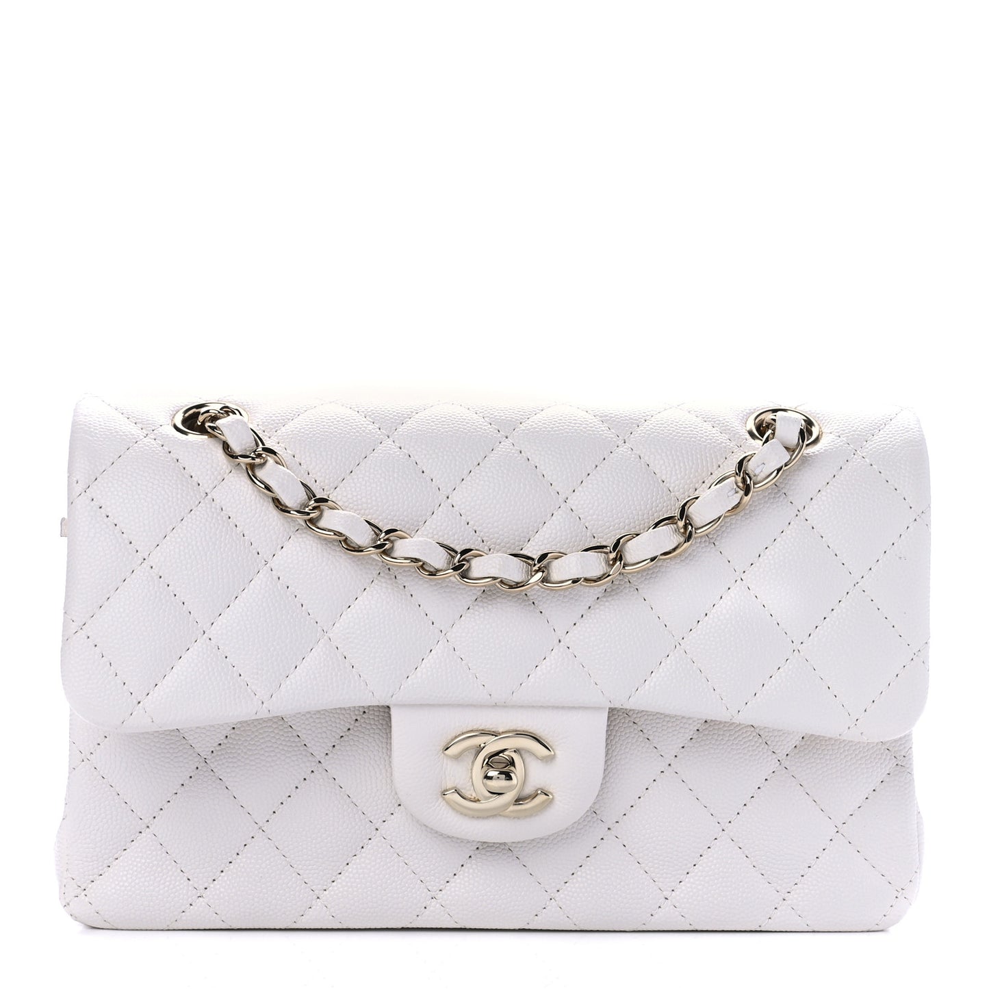 Caviar Quilted Small Double Flap White