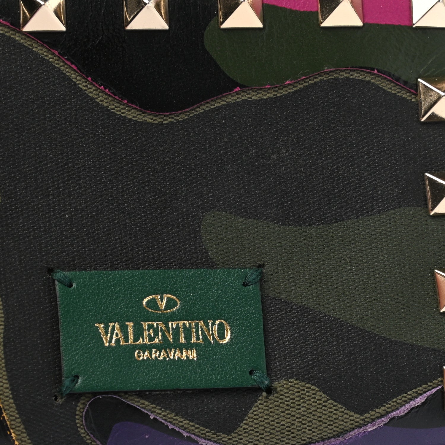 Valentino Garavani Nappa Canvas Camouflage Rockstud Zip Coin Purse Multicolor 8 of 10