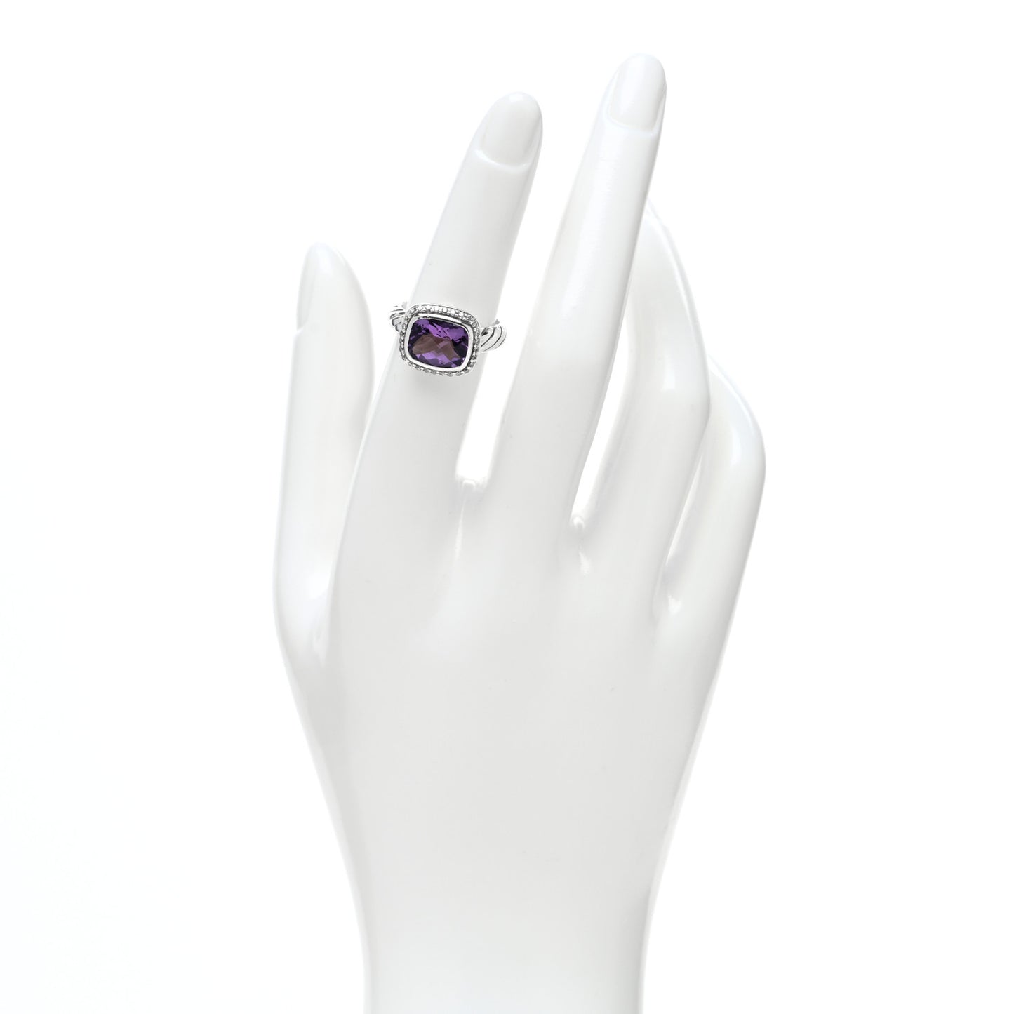 Sterling Silver Diamond Amethyst 10mm Noblesse Ring 49 5