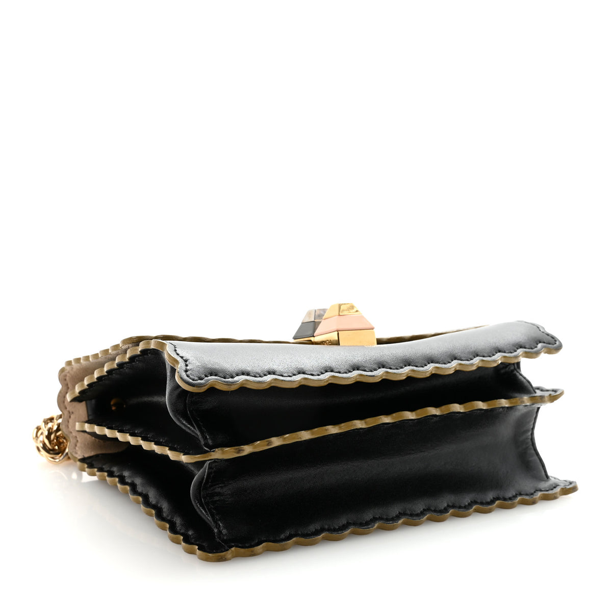 Fendi Vitello Liberty Scalloped Studded Small Kan I Shoulder Bag 
