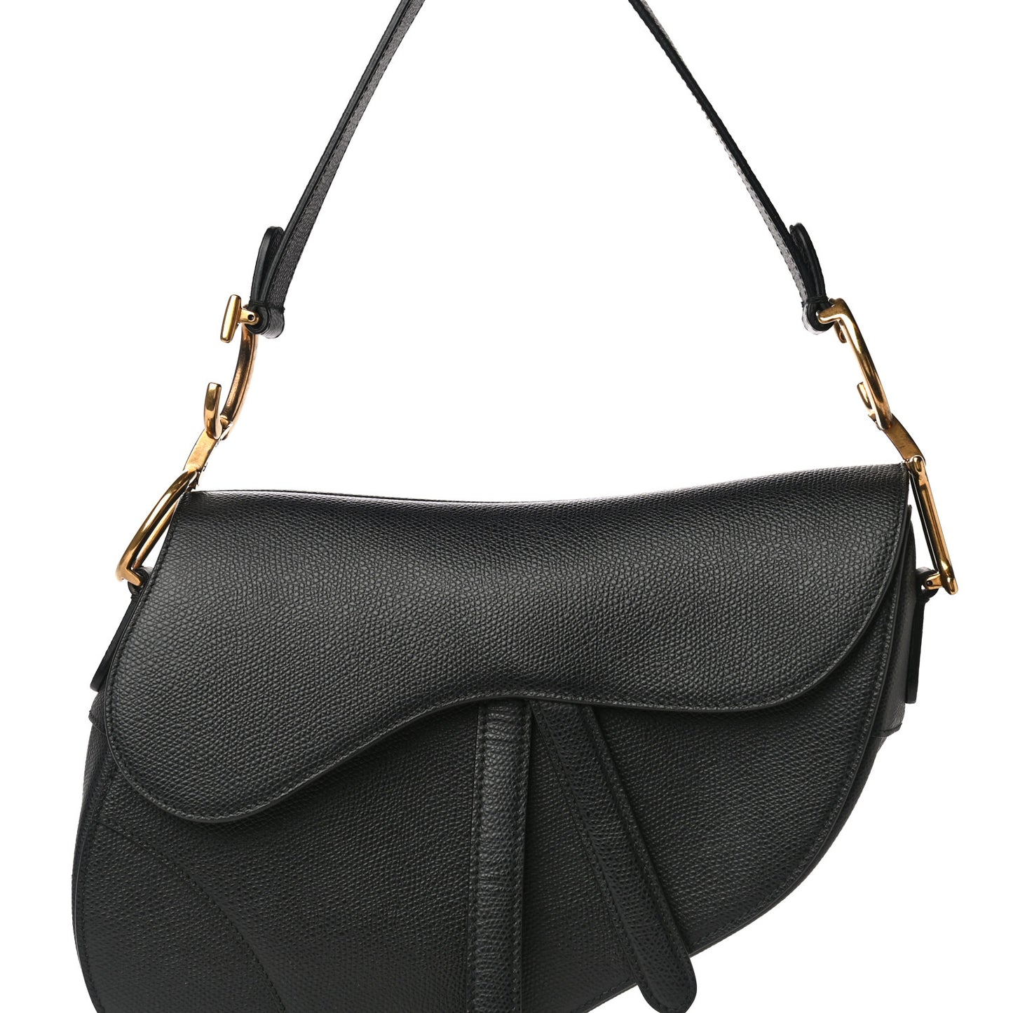 Grained Calfskin Saddle Bag Black