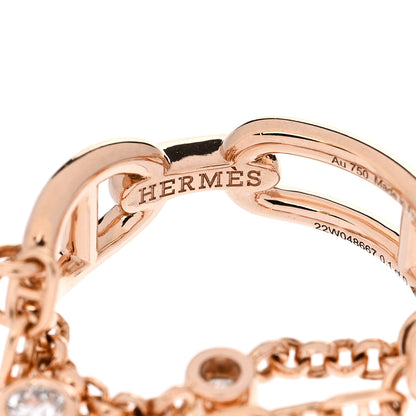Hermes 18K Rose Gold Diamond PM Chaine d'Ancre Chaos Ring 50 5.5 4 of 6