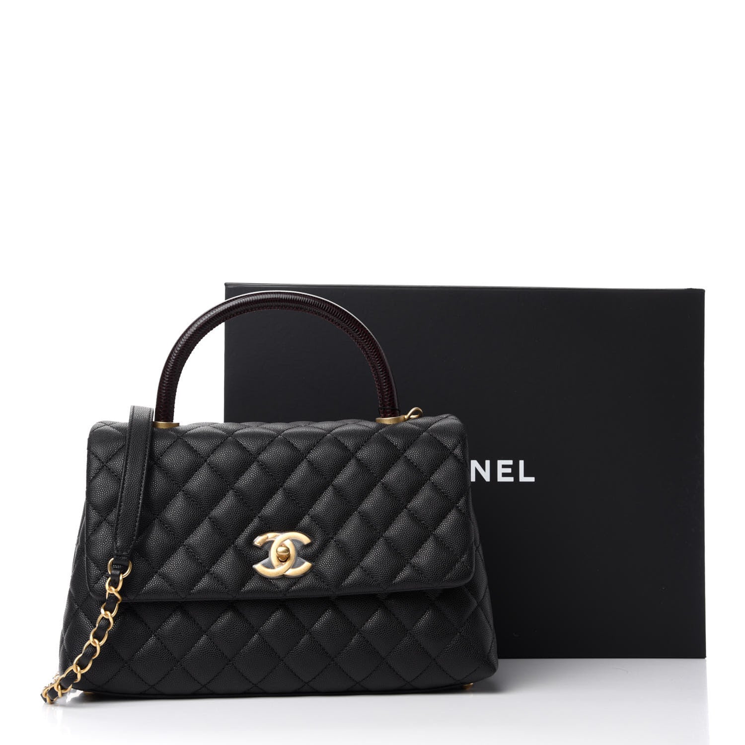Chanel Caviar Lizard Embossed Quilted Small Coco Handle Flap Black 11 of 11