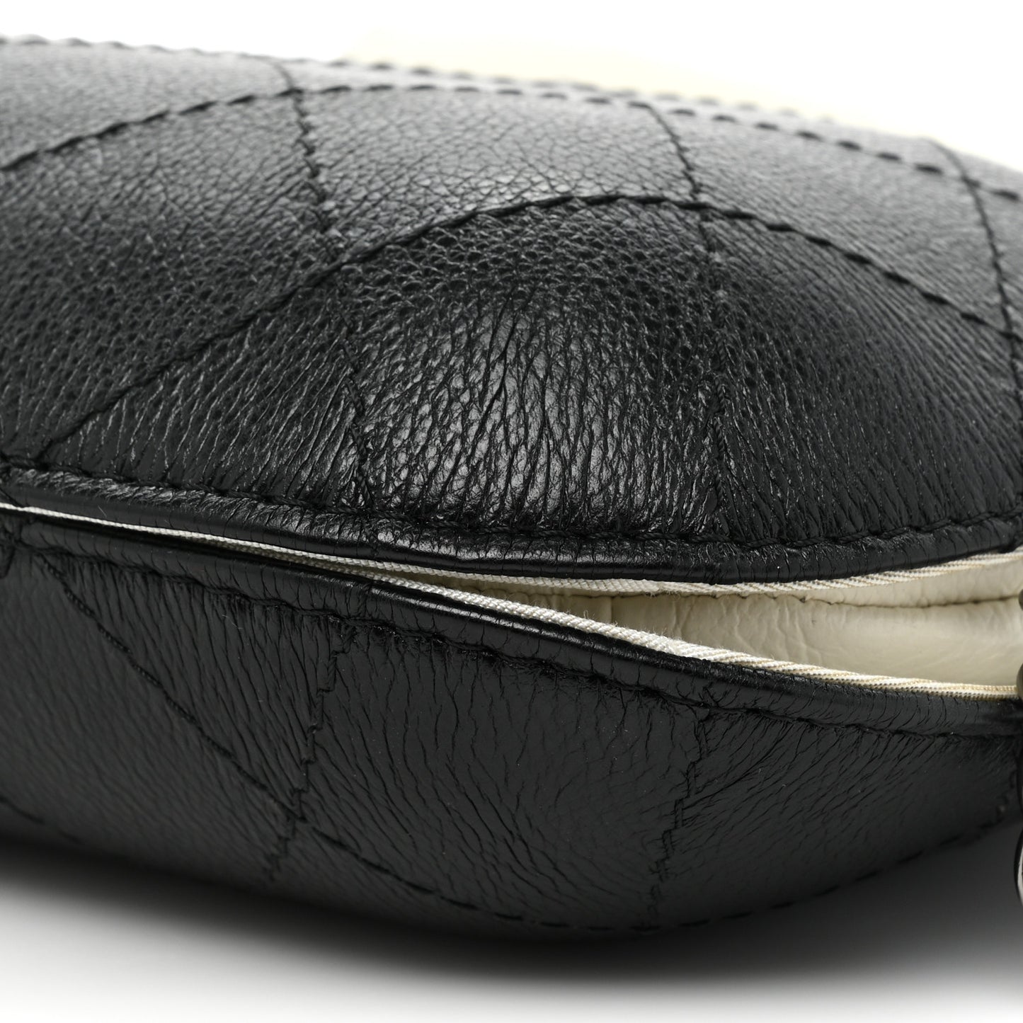 Aged Calfskin Quilted Small Gabrielle Bucket White Black