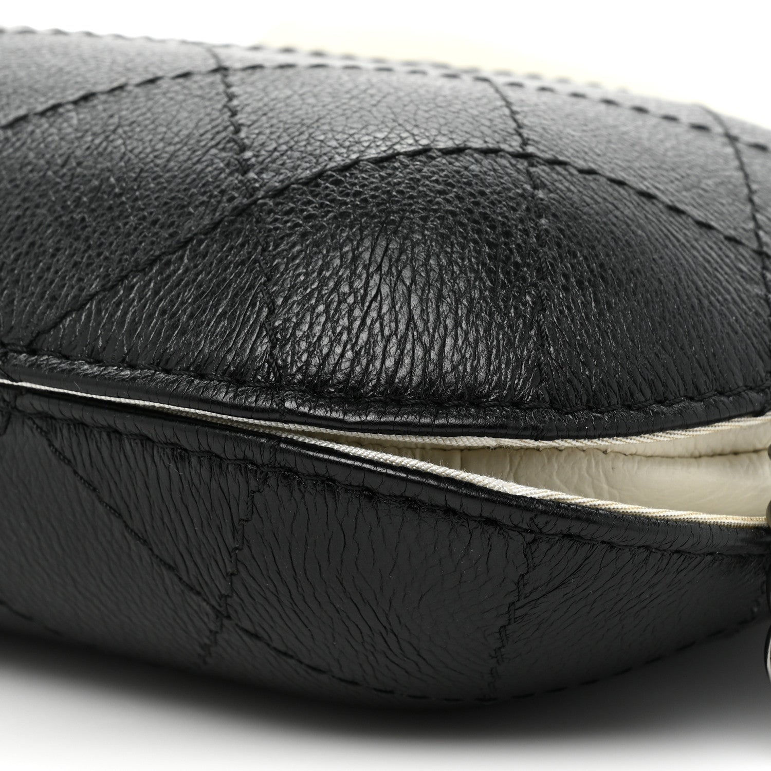 Chanel Aged Calfskin Quilted Small Gabrielle Bucket White Black 8 of 12