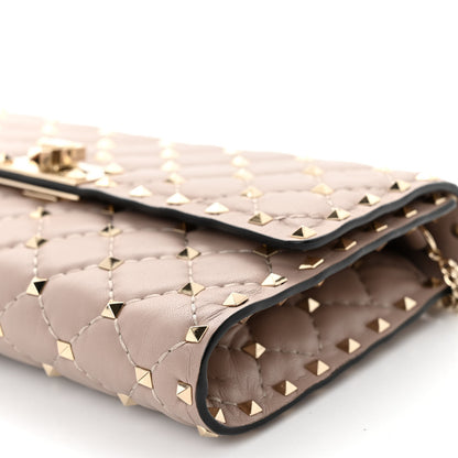 Valentino Garavani Lambskin Rockstud Spike Wallet on Chain Poudre 9 of 10