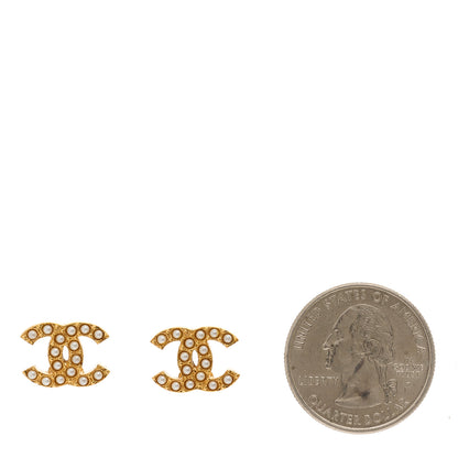 Chanel Pearl Studded CC Earrings Gold 2 of 5