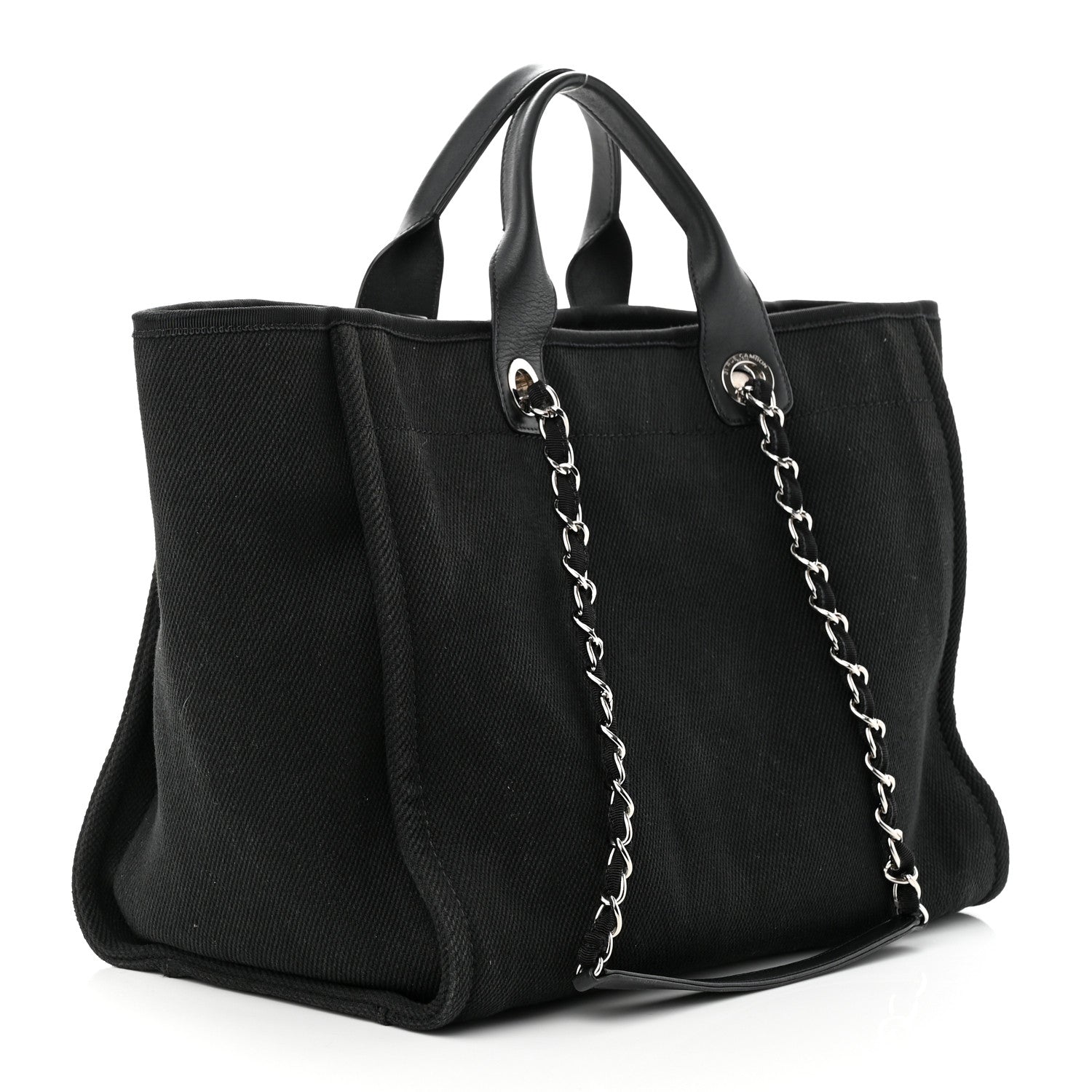Chanel Canvas Pearl Medium Deauville Tote Black 3 of 11