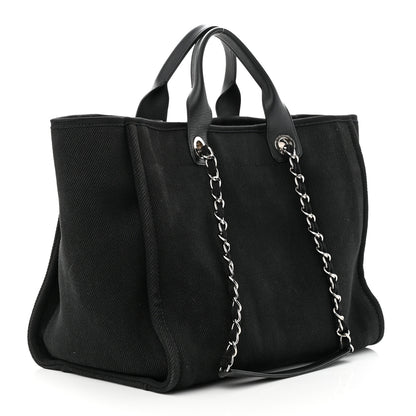 Chanel Canvas Pearl Medium Deauville Tote Black 3 of 11