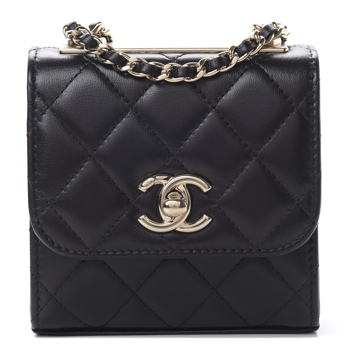 Lambskin Quilted Mini Trendy CC Chain Wallet Black