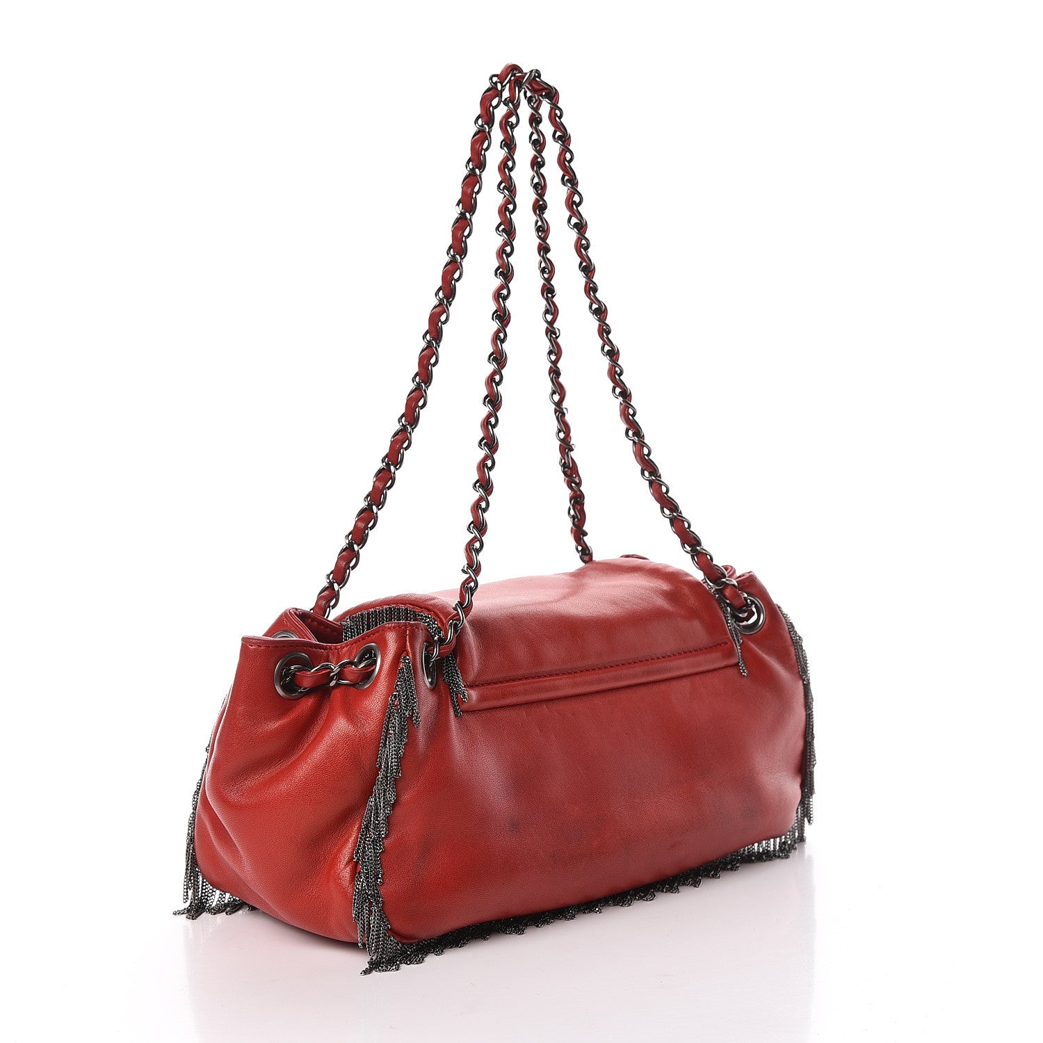 Chanel Lambskin Rock And Cabaret Chain Fringe Accordion Flap Red 3 of 18