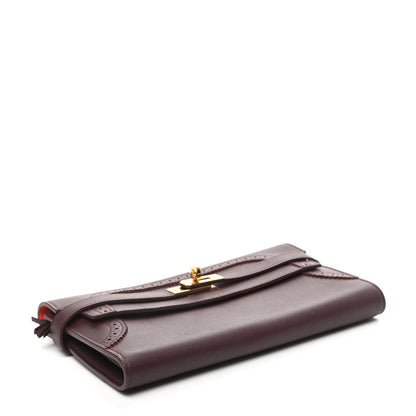 Hermes Swift Ghillies Kelly Longue Wallet Bordeaux Orange Poppy 4 of 9