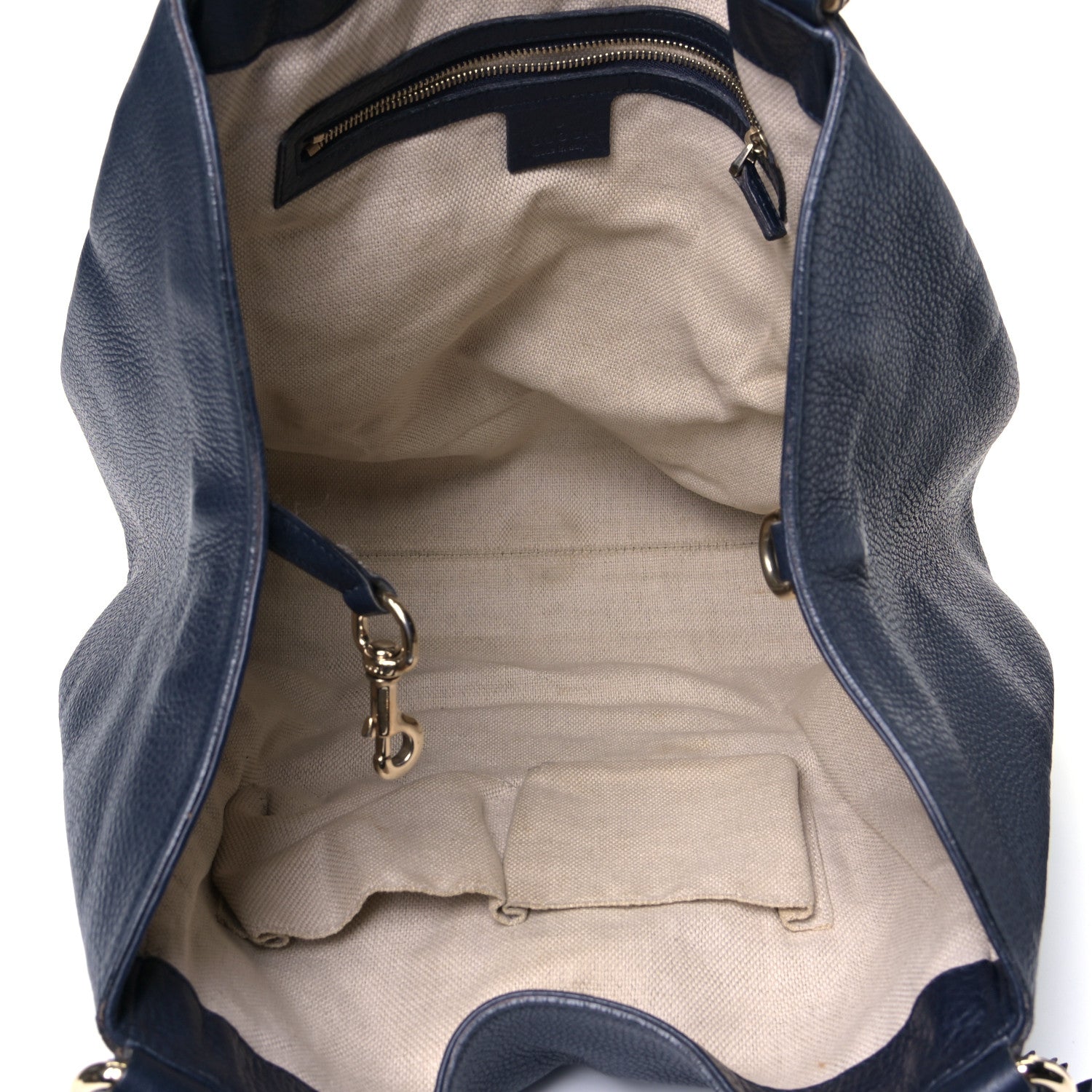 Gucci Pebbled Calfskin Medium Soho Shoulder Bag Blue 4 of 5