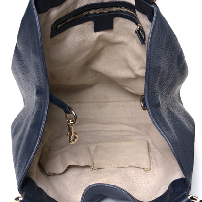 Gucci Pebbled Calfskin Medium Soho Shoulder Bag Blue 4 of 5