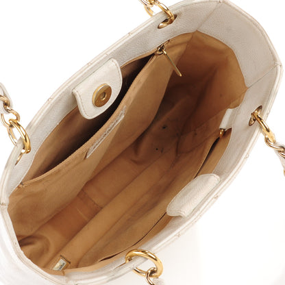 Chanel Caviar Quilted Petit Shopping Tote PST White 5 of 9