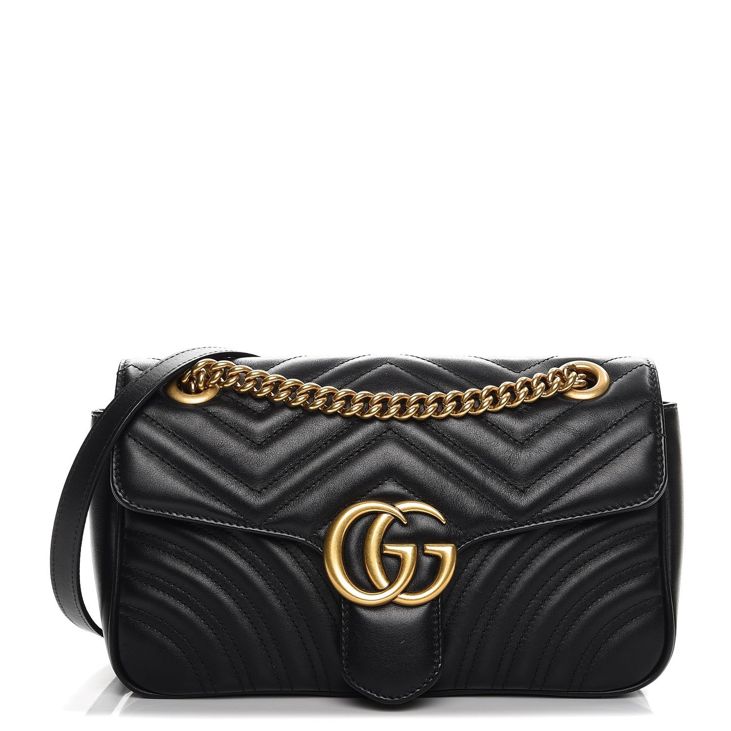 Calfskin Matelasse Small GG Marmont Shoulder Bag Black