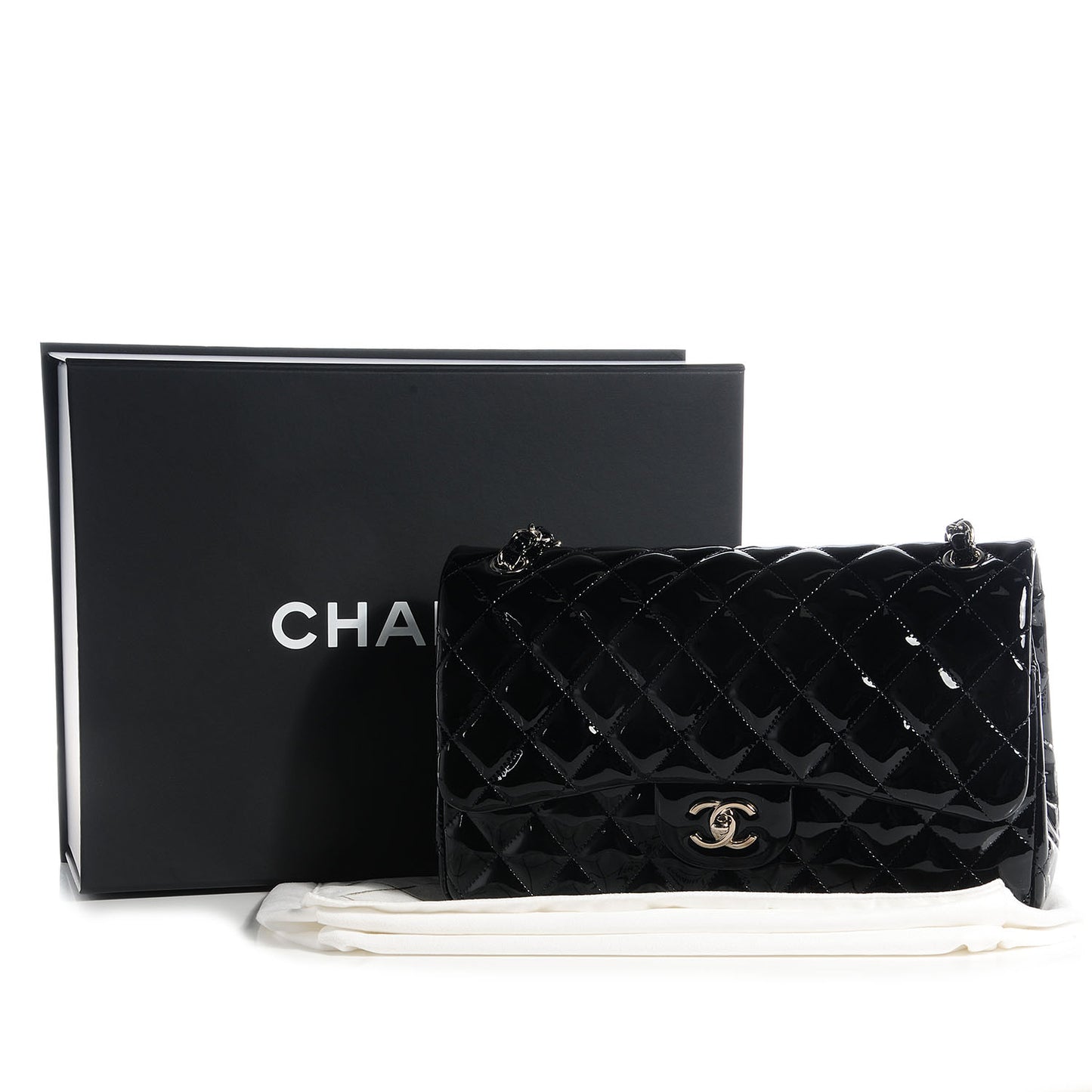 Patent Jumbo Double Flap Black