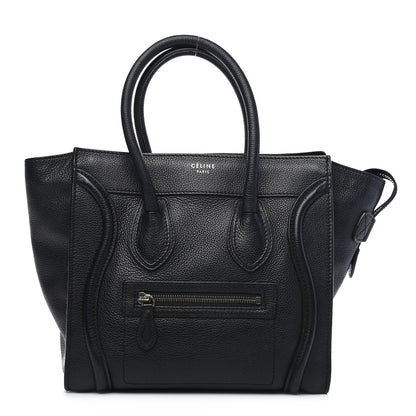 Celine Drummed Calfskin Micro Luggage Black 1 of 9