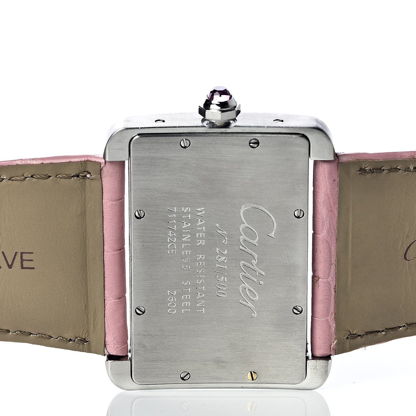 Stainless Steel Crocodile Mother of Pearl 38mm Tank Divan Quartz Watch Pink