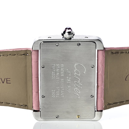 Cartier Stainless Steel Crocodile Mother of Pearl 38mm Tank Divan Quartz Watch Pink 5 of 10