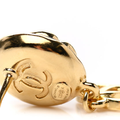 Chanel Metal Lambskin Camellia CC Drop Earrings Gold Black 3 of 4