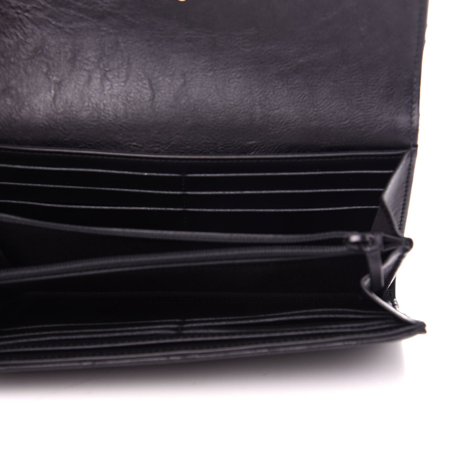 Crumpled Calfskin Quilted Large Flap Wallet So Black
