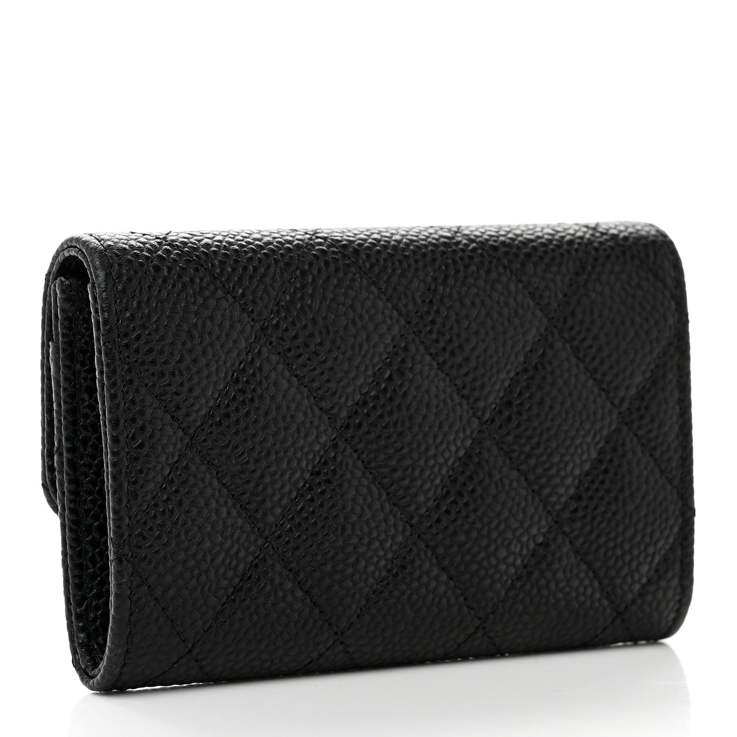 Caviar Quilted Flap Card Holder Black