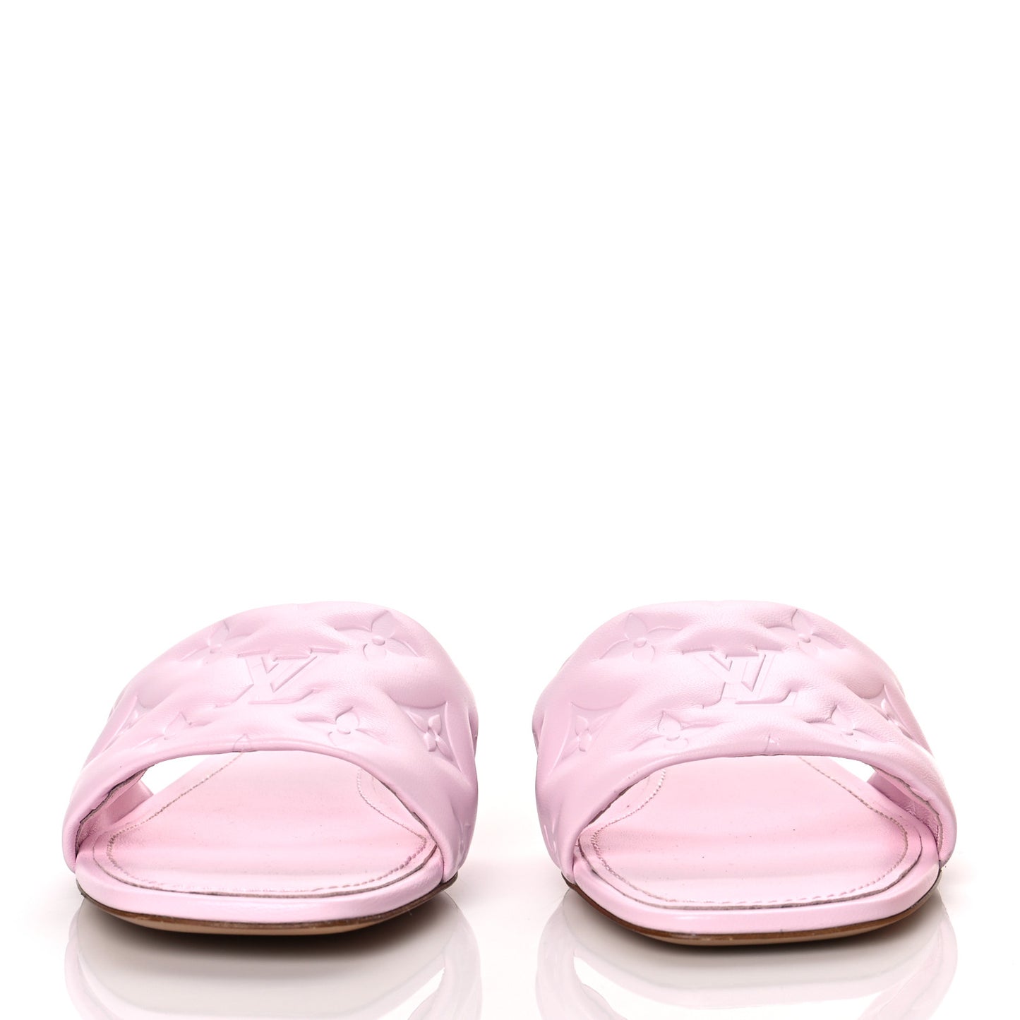 Lambskin Embossed Monogram Revival Flat Mules 38 Light Pink