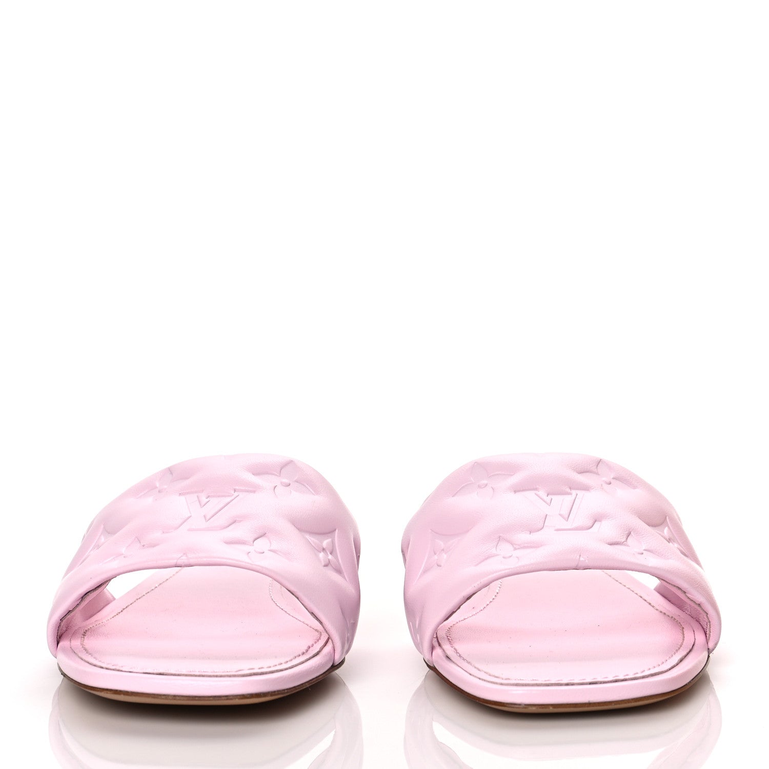Louis Vuitton Lambskin Embossed Monogram Revival Flat Mules 38 Light Pink 2 of 9