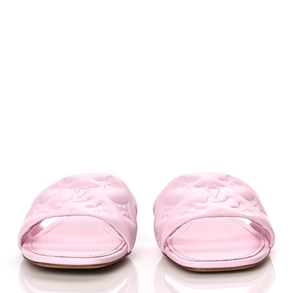 Louis Vuitton Lambskin Embossed Monogram Revival Flat Mules 38 Light Pink 2 of 9