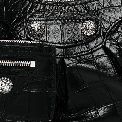 Balenciaga Extra Supple Calfskin Crystal Crocodile Embossed Le Cagole Shoulder Bag XS Black 8 of 10