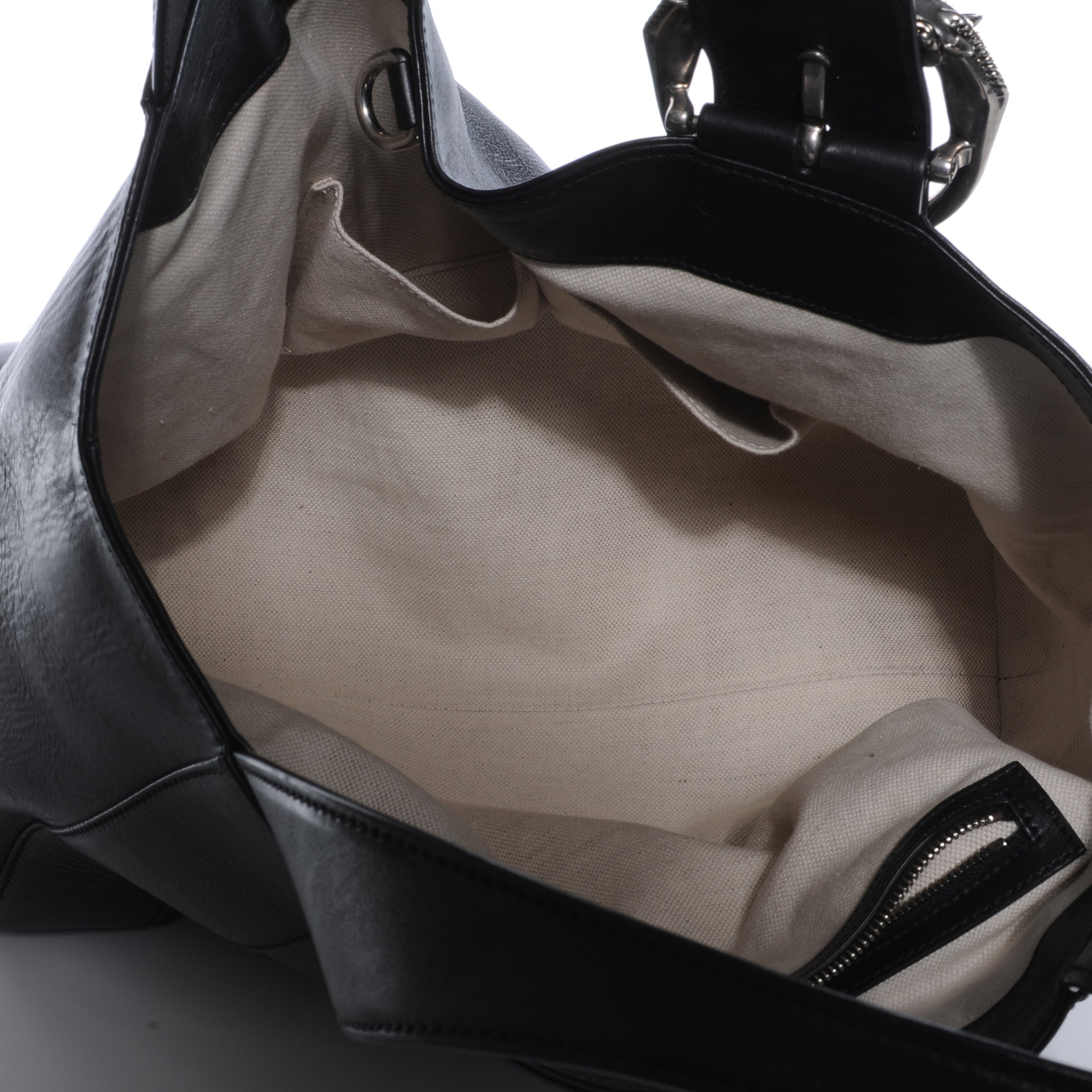Gucci Leather Medium Ribot Horse Heads Tote Black 7 of 7