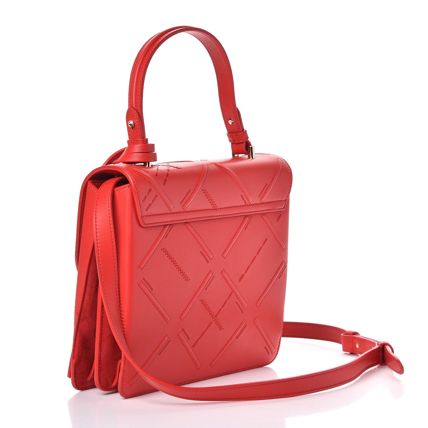 Calfskin Embroidered Medium DV One Red
