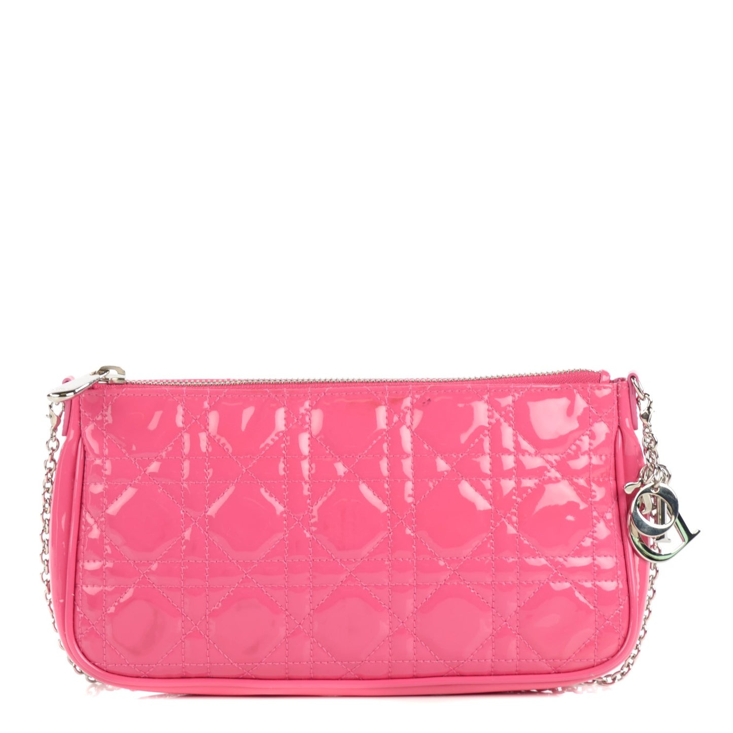 Patent Cannage Lady Dior Mini Pochette Framboise