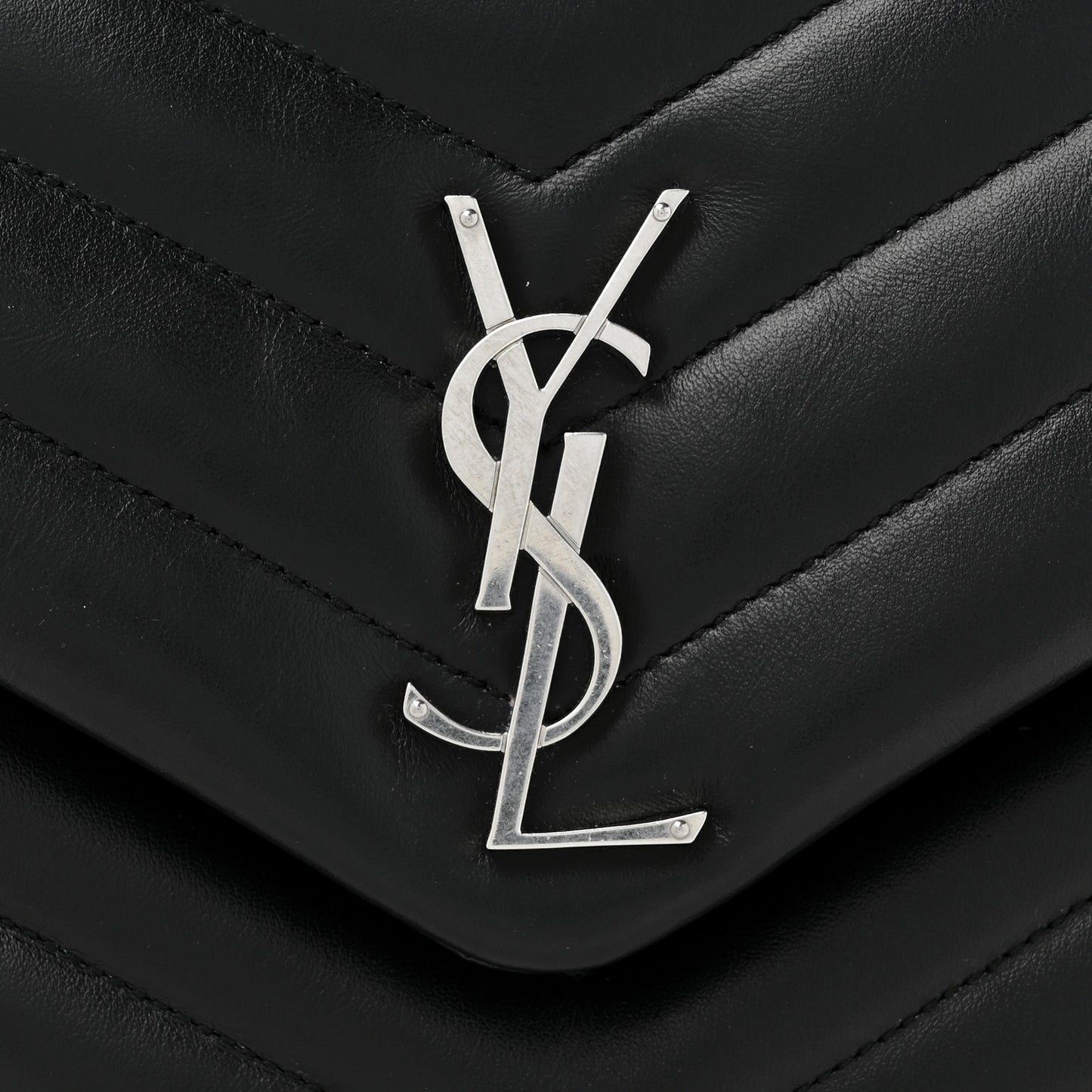 Calfskin Y Quilted Monogram Medium Loulou Chain Satchel Black