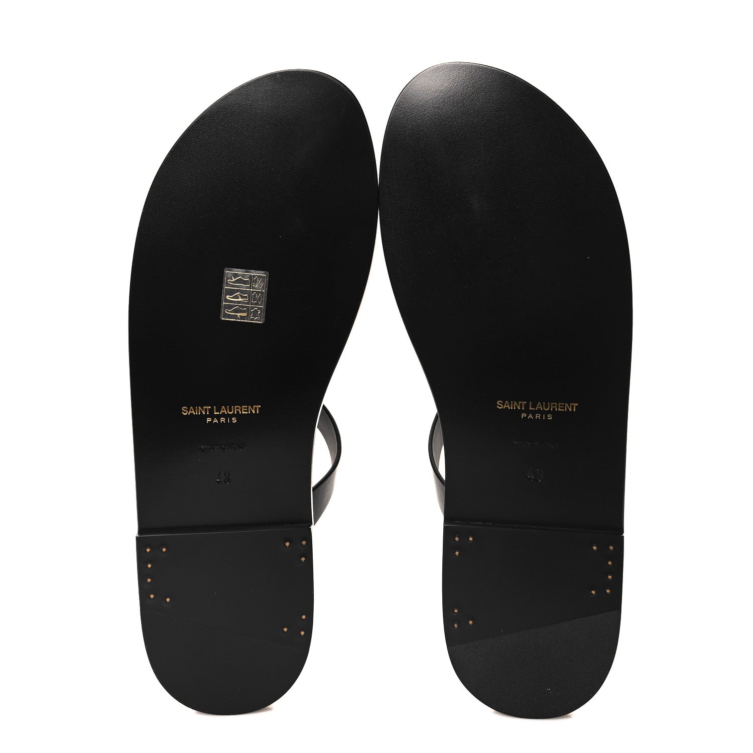 Saint Laurent Calfskin Mens Cassandra Monogram Sandals 43 Black 6 of 10
