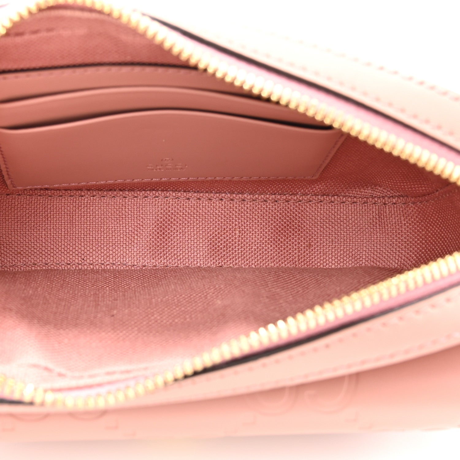 Gucci Calfskin GG Super Mini Debossed Chain Wallet Dust Carmine 5 of 11