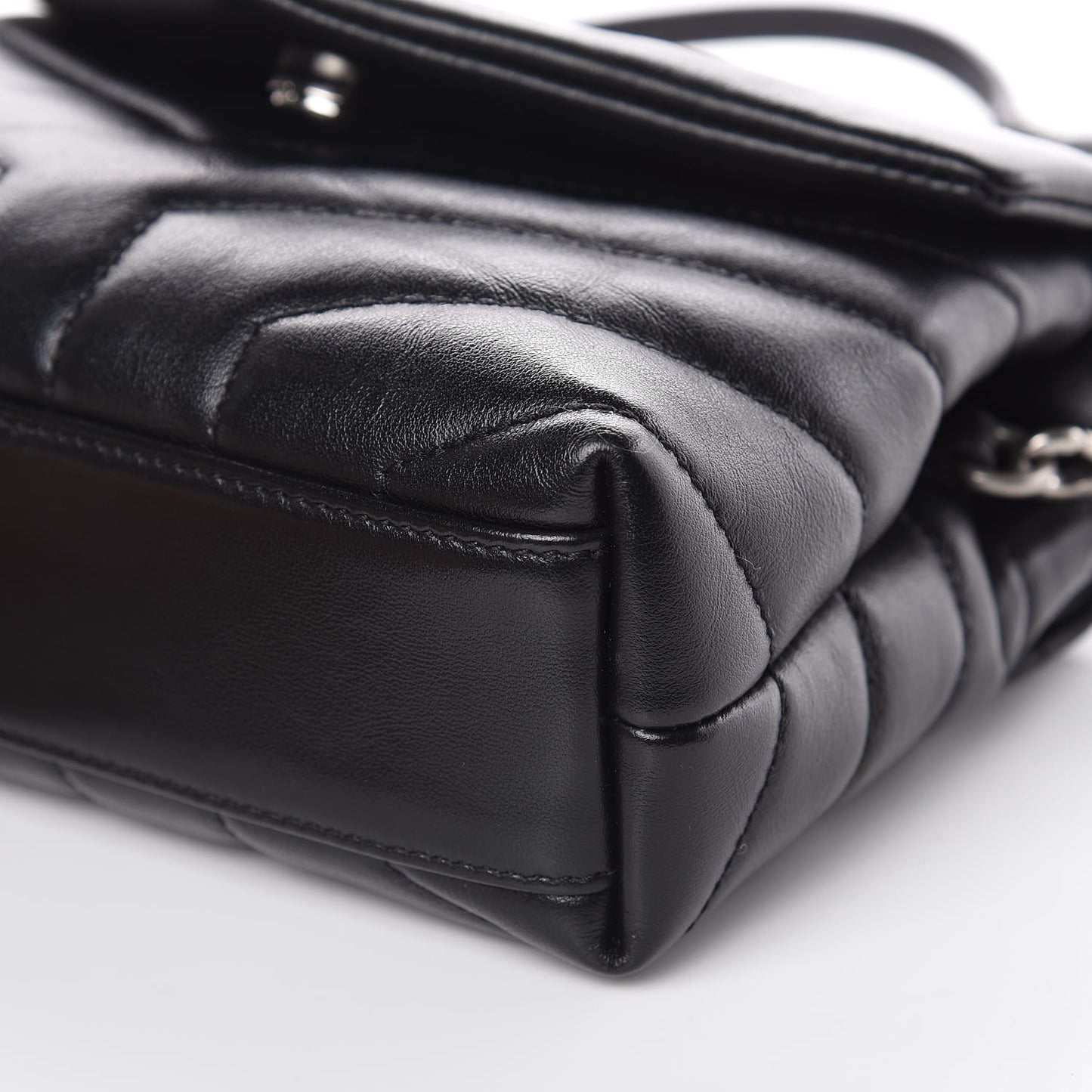 Calfskin Y Quilted Monogram Toy Loulou Crossbody Bag Black