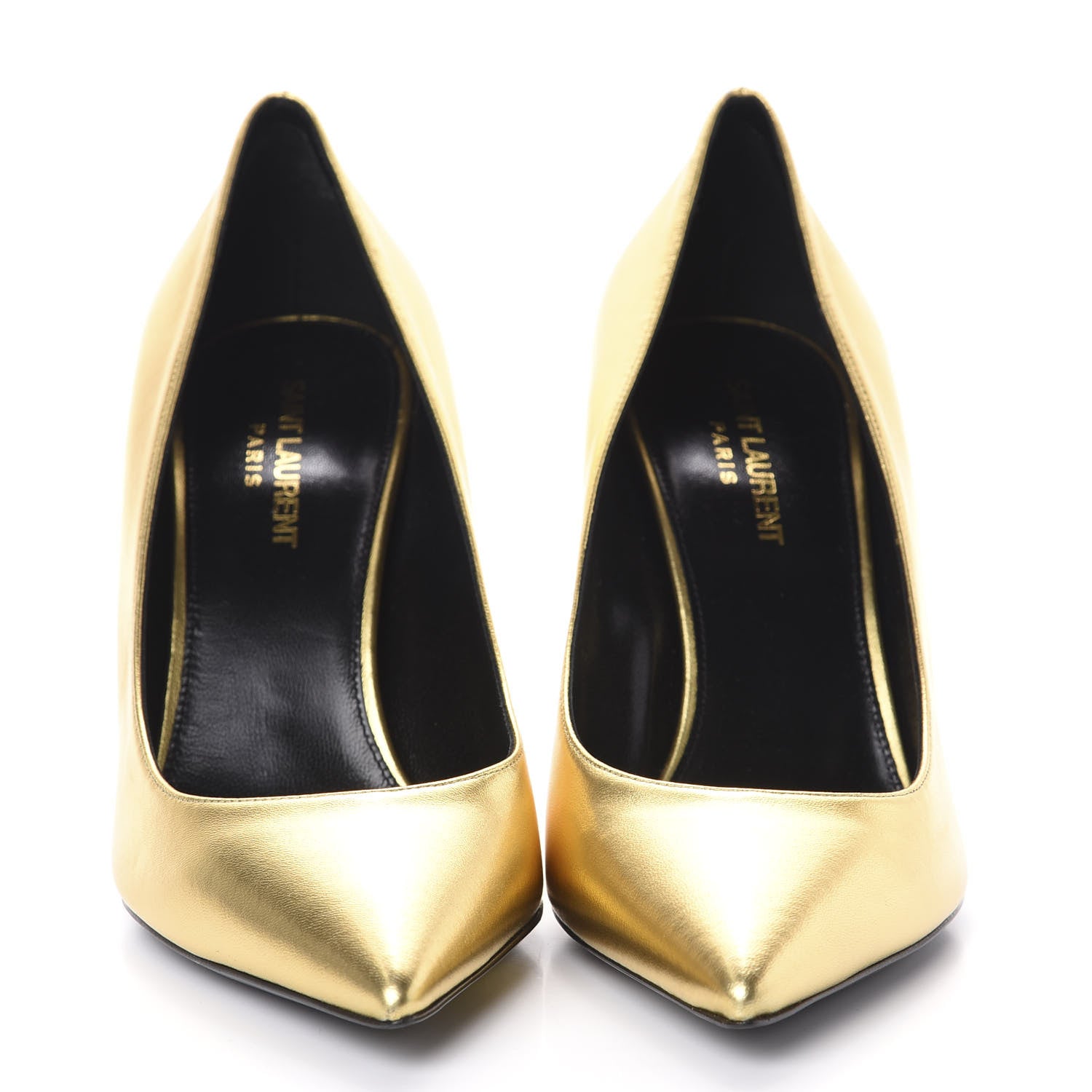 Saint Laurent Calfskin Opyum 85 Pumps 39 Gold 2 of 8
