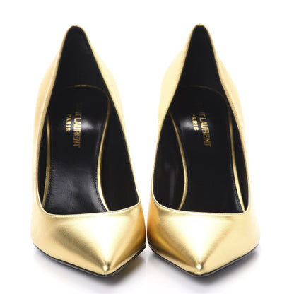 Saint Laurent Calfskin Opyum 85 Pumps 39 Gold 2 of 8