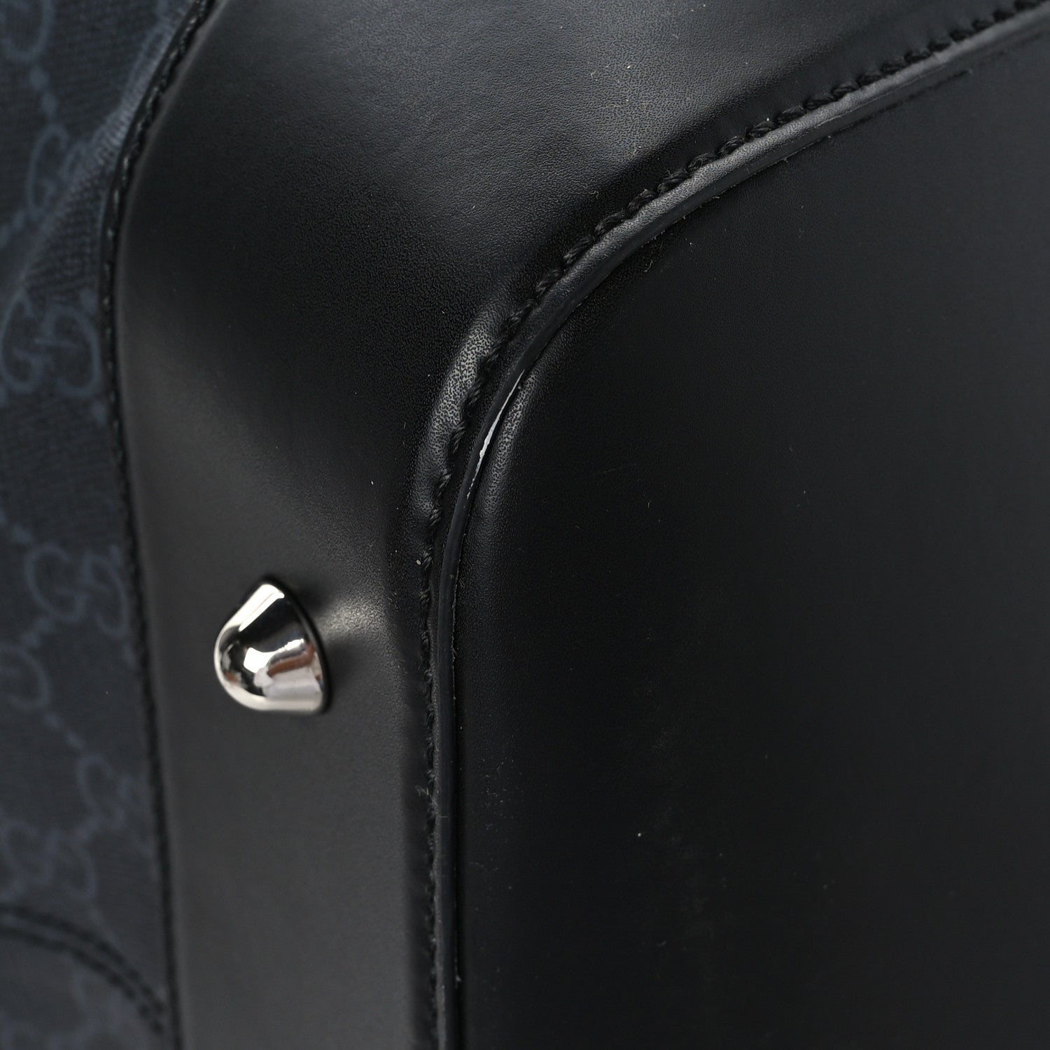 Gucci Soft GG Supreme Monogram Appia Calfskin Web Large Carry On Duffle Bag Black Grey 10 of 10