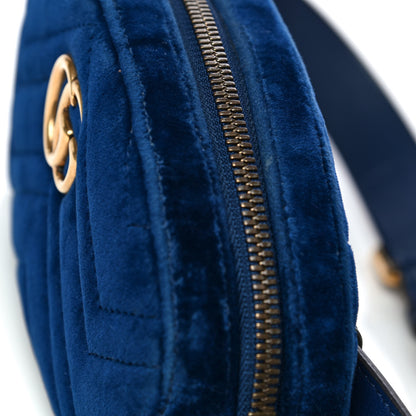 Gucci Velvet Matelasse GG Marmont Belt Bag 85 34 Cobalt Blue 11 of 13