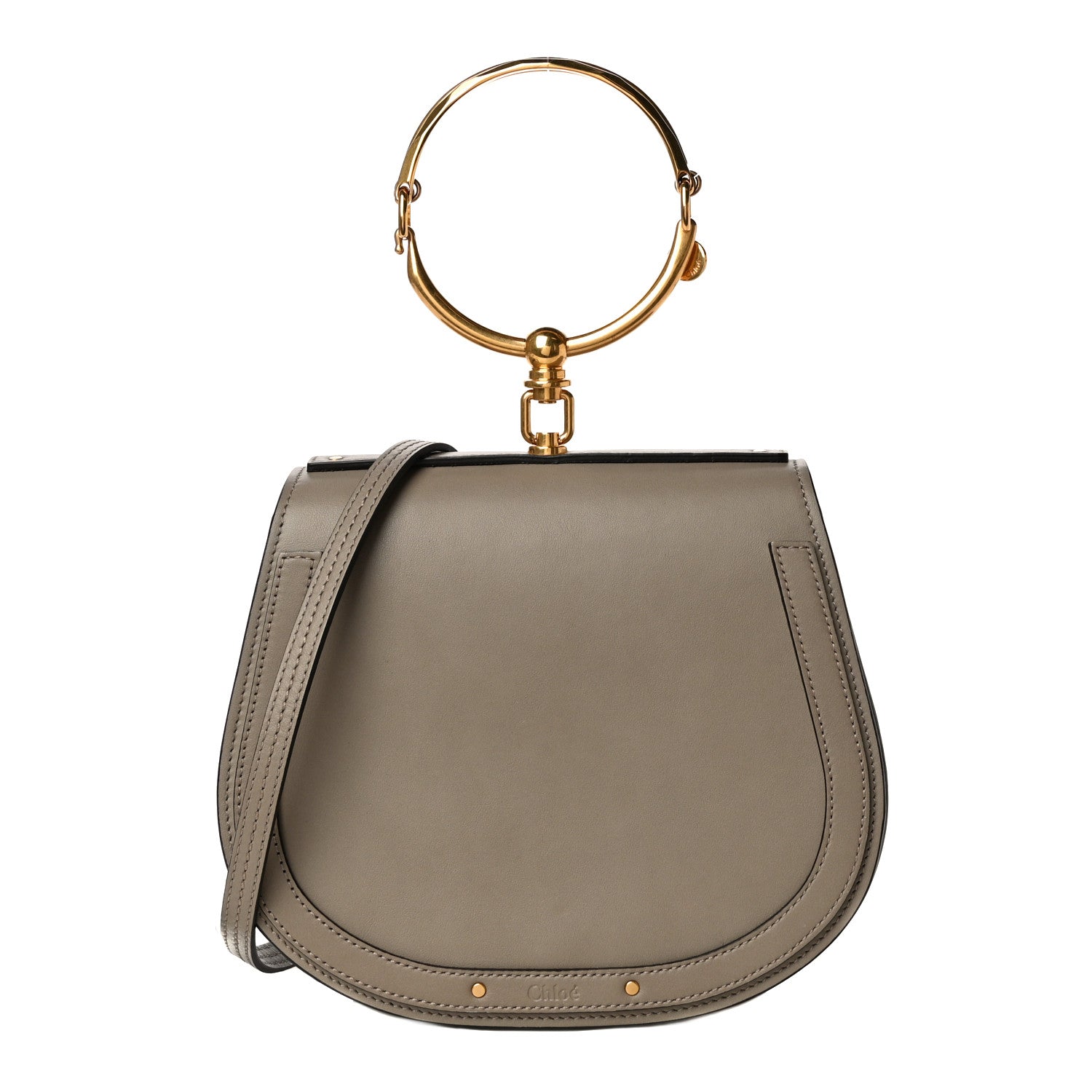 Chloe Calfskin Suede Medium Nile Bracelet Bag Motty Grey 1 of 9