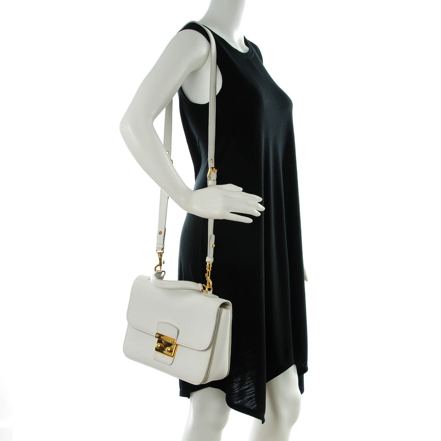 Goatskin Madras Shoulder Bag Bianco