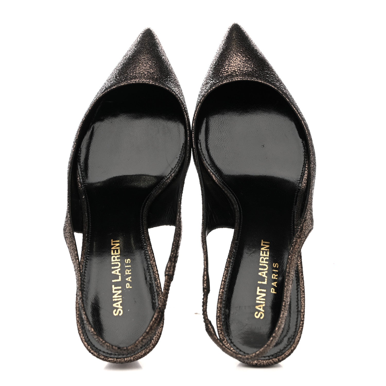 Saint Laurent Evora Charlotte 55 Slingback Pumps 38.5 Gunmetal 2 of 10