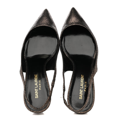 Saint Laurent Evora Charlotte 55 Slingback Pumps 38.5 Gunmetal 2 of 10