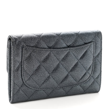 Chanel Metallic Caviar Quilted Small Flap Wallet Charcoal 3 of 9
